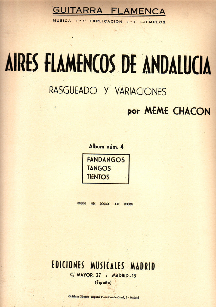 Image of Meme Chacon, Aires Flamencos de Andalucia vol.4, Music Book