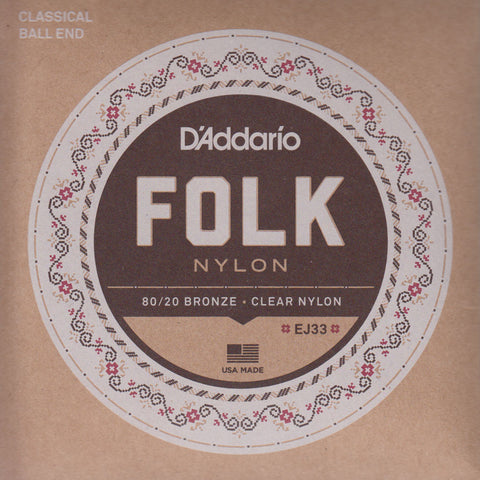 Image of D'Addario / Folk Nylon Ball End / 80-20 Bronze - Clear Nylon (EJ-33)