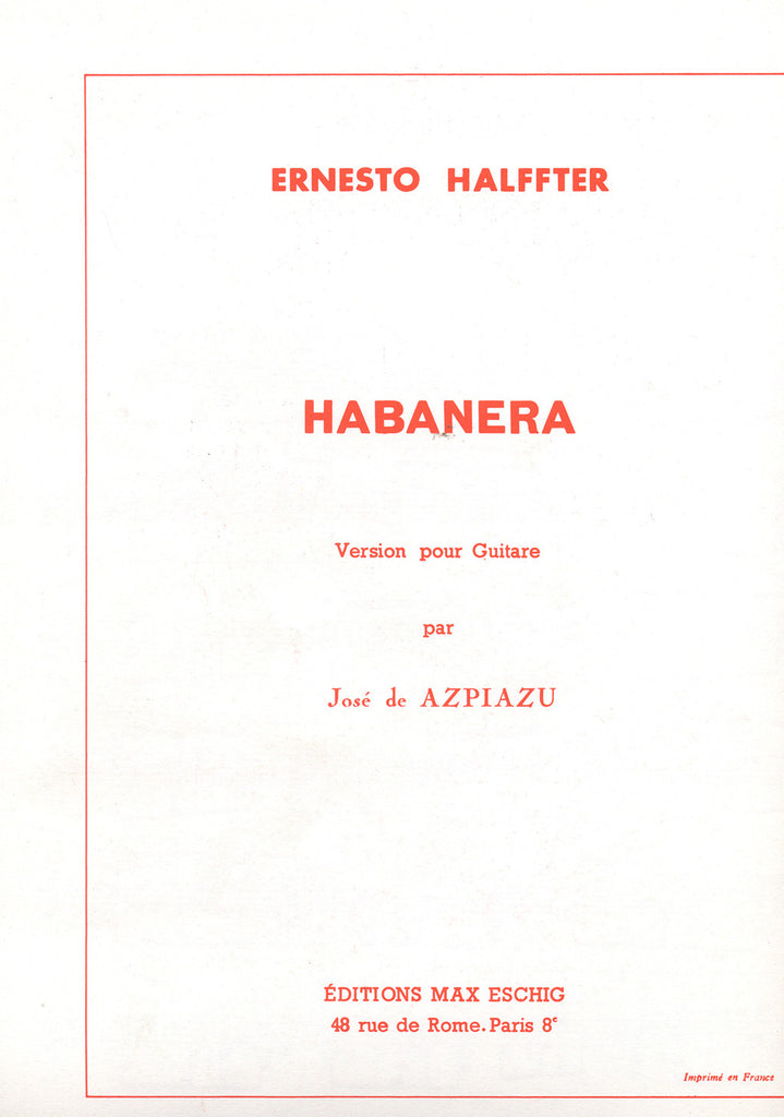 Image of Ernesto Halffter, Habanera, Printed Music
